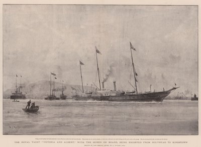 El yate real Victoria y Albert, con la Reina a bordo, siendo escoltado de Holyhead a Kingstown de William Lionel Wyllie